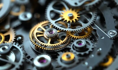 Closeup of Intricate Watch Gears