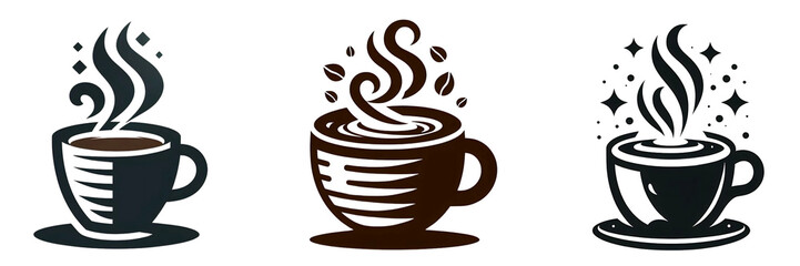 Obraz premium Set of Cup of Coffee Logo, Isolated on white or transparent background