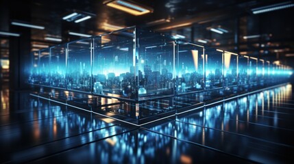 Futuristic Cityscape in Glass Cubes