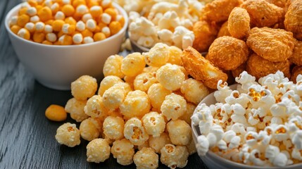 A selection of high-fat snacks like cheese puffs and buttery popcorn, showing the richness and lack of nutritional value