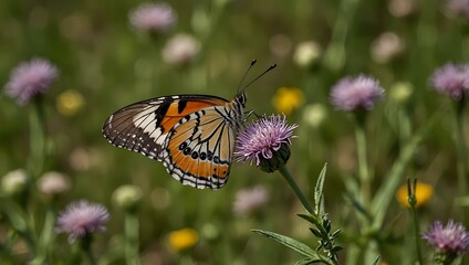 A butterfly resting in a meadow.