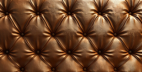Fototapeta premium Luxury leather background with golden brown texture of rhombus buttons