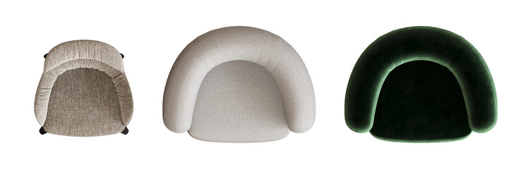 armchair isolated on white background, comfortable furniture for home interior, 3D illustration, cg render
