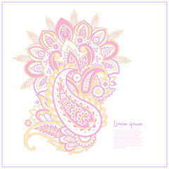 Paisley isolated. Card with paisley isolated for design. Floral vector pattern. Embroidery floral vector pattern.