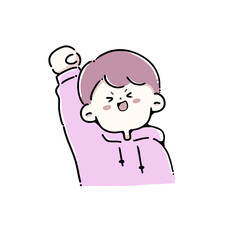 やる気がみなぎっている男の子(右手)