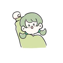 やる気がみなぎっている女の子(右手)