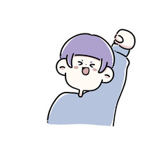 やる気がみなぎっている男の子(左手)