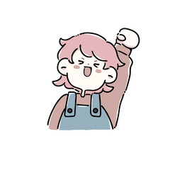 やる気がみなぎっている女の子(左手)