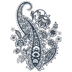 Isolated traditional Asian element Paisley. Traditional colorful paisley vector pattern. Pattern for textile design or fabrics. Fashionable design