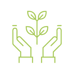 Hands holding a plant symbolizing environmental care and sustainability
