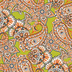 Trendy ethnic-style vector paisley pattern. Seamless Fashionable vector template for any design projects