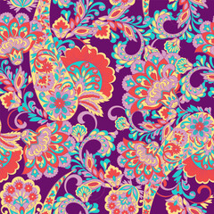 Paisley Floral oriental ethnic Pattern. Seamless Arabic Ornament. Ornamental motifs of the Indian fabric patterns.