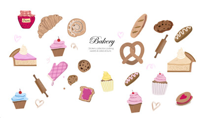 set of buns, bakery, sweets, muffin, cinnabons