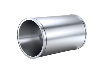 Metal full cylinder, full body, centered isolation, pristine white background, high quality stock photo, ultra clear, showcasing reflective surface, accentuating industrial design, metallic sheen