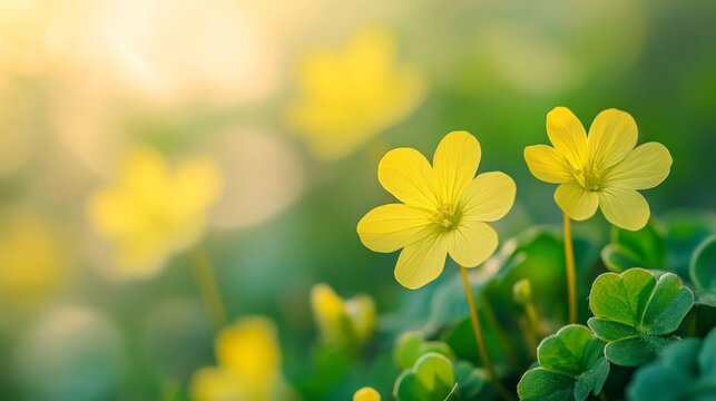 Yellow sorrel flower with blurry background