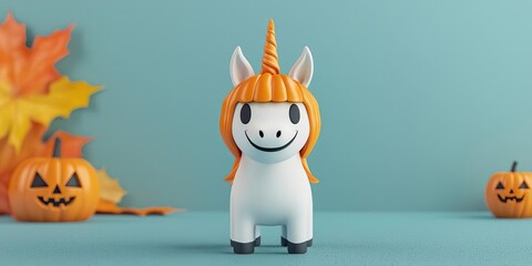 Fototapeta premium Colorful unicorn toy on festive background.