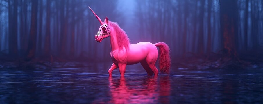 Fantasy unicorn in mystical forest setting