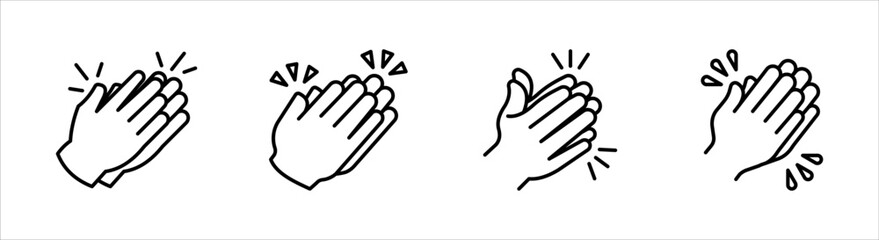 clapping icon set, vector illustration, ideal for visual celebrations, and introductions isolated on a white background.