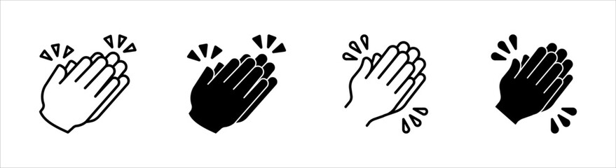 clapping icon set, vector illustration, ideal for visual celebrations, and introductions isolated on a white background.