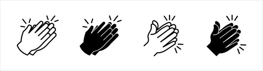 clapping icon set, vector illustration, ideal for visual celebrations, and introductions isolated on a white background.
