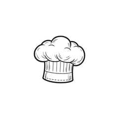 Cook Hat Icon - Simple Line Art Chef Toque Illustration.