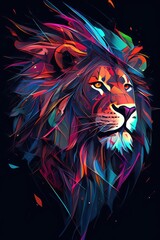 Abstract Lion with Vibrant Colors