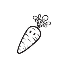 Carrot Icon for Diet - Outline Vector Design Isolated on White.
