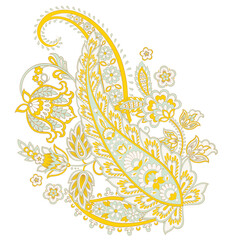 Isolated traditional Asian element Paisley. Traditional colorful paisley vector pattern. Pattern for textile design or fabrics. Fashionable design