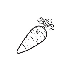 Vector Carrot Icon for Diet - Outline Design on White Background.