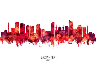 Fototapeta premium Gaziantep Turkey Skyline Red