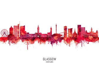 Glasgow Scotland Skyline Red