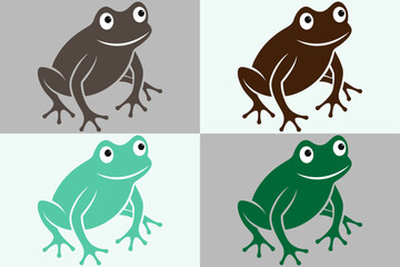 Playful Cartoon Frog Illustration with Big Eyes and a Wide Smile