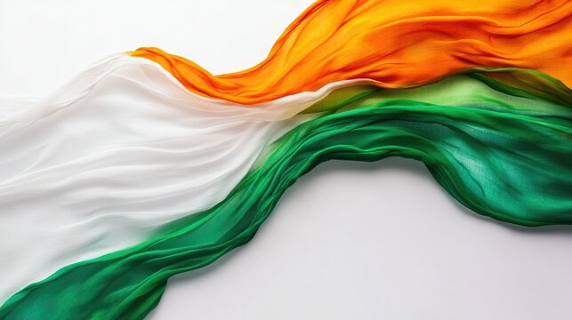 Indian national flag with vibrant colors of saffron, white, and green on a clean white background