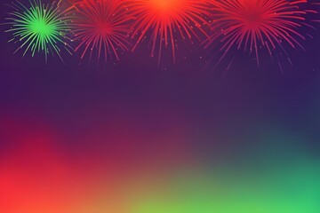 Obraz premium Gradient inspired by fireworks with deep purple neon green and bright red background, AI Generated