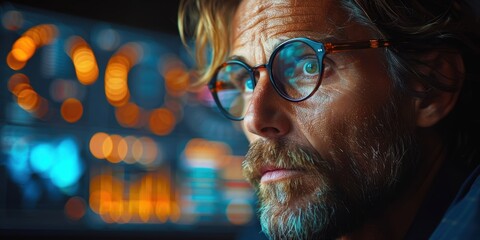 Intense Gaze of a Man with a Blurred Background