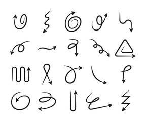 doodle and hand drawn arrow symbol set vector illustration