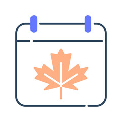 Autumn icon. autumn, calendar, season, fall, leaf, schedule, year, month, date, day. Vector icon illustration