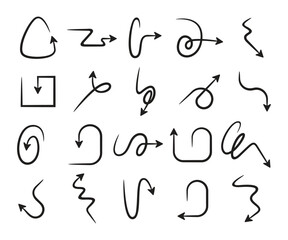 doodle and hand drawn arrow symbol set vector illustration