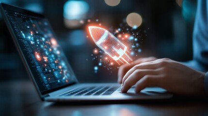 Innovative Digital Startup Rocket Launch Concept