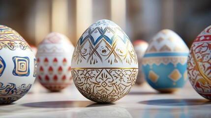 Beautifully Decorated Traditional Easter Eggs in Vibrant Colors and Patterns
