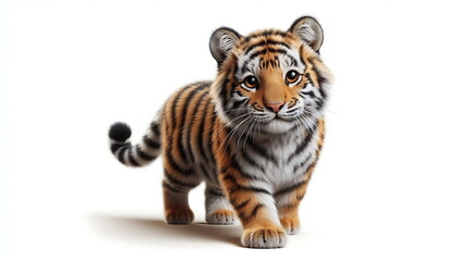 Obraz premium Adorable Little tiger Child on a White Background