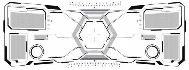 HUD white sci-fi interface screen view grey geometric design virtual reality futuristic technology creative display on white vector © patthana