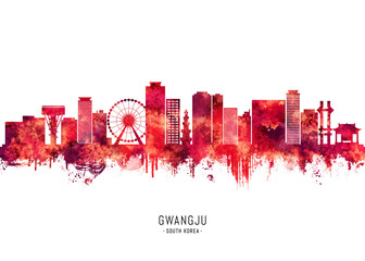 Fototapeta premium Gwangju South Korea Skyline Red
