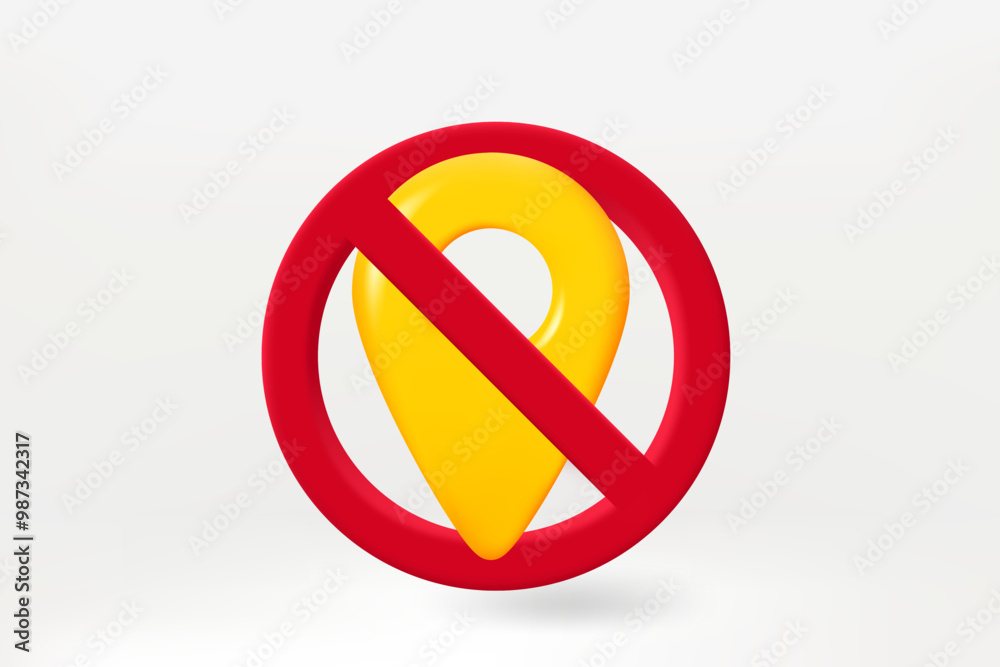 Aufkleber no gps concept with crossed map pin in the circle. 3d vector illustration