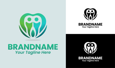 Abstract Dental Logo Design with Heart and Tooth Icon