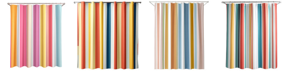 Obraz premium Colorful striped fabric showcasing various patterns, ideal for design and textile backgrounds, adding vibrancy to any project. on transparent cutout, PNG file. Mockup template