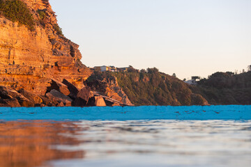 View of cliff around the coastline of Narrabeen, Sydney, Australia.