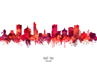 Hat Yai Thailand Skyline Red