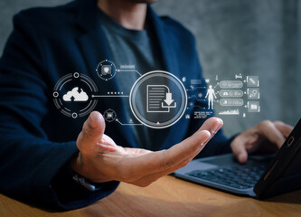 Health and Medical Technology with Digital Healthcare Icons: Medical Records, Insurance, Patient Care, Medicine, Modern Medical Technology, and Health Services for Advanced Healthcare Solutions