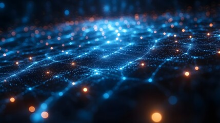 Obraz premium Futuristic abstract patterns with interconnected lines and dots, resembling a digital network